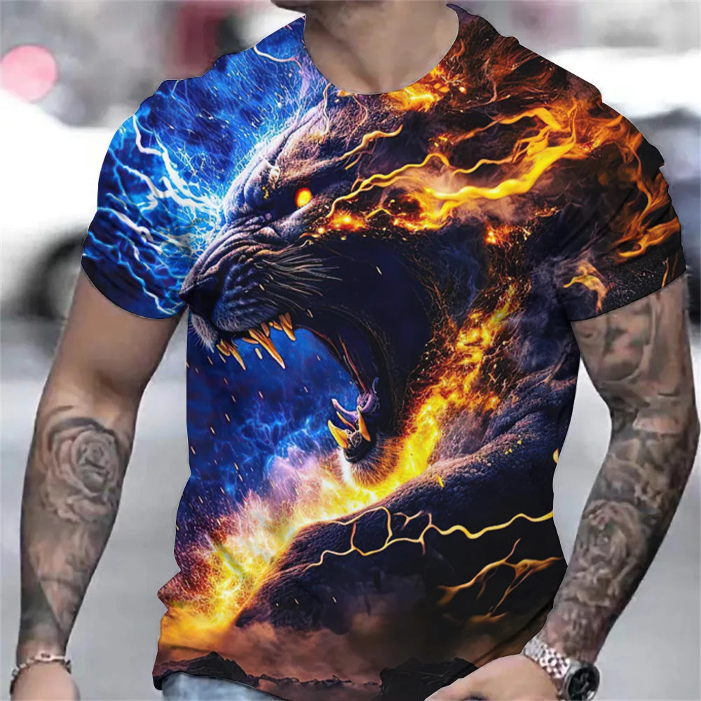 3D Lightning Leopard Print T-Shirt