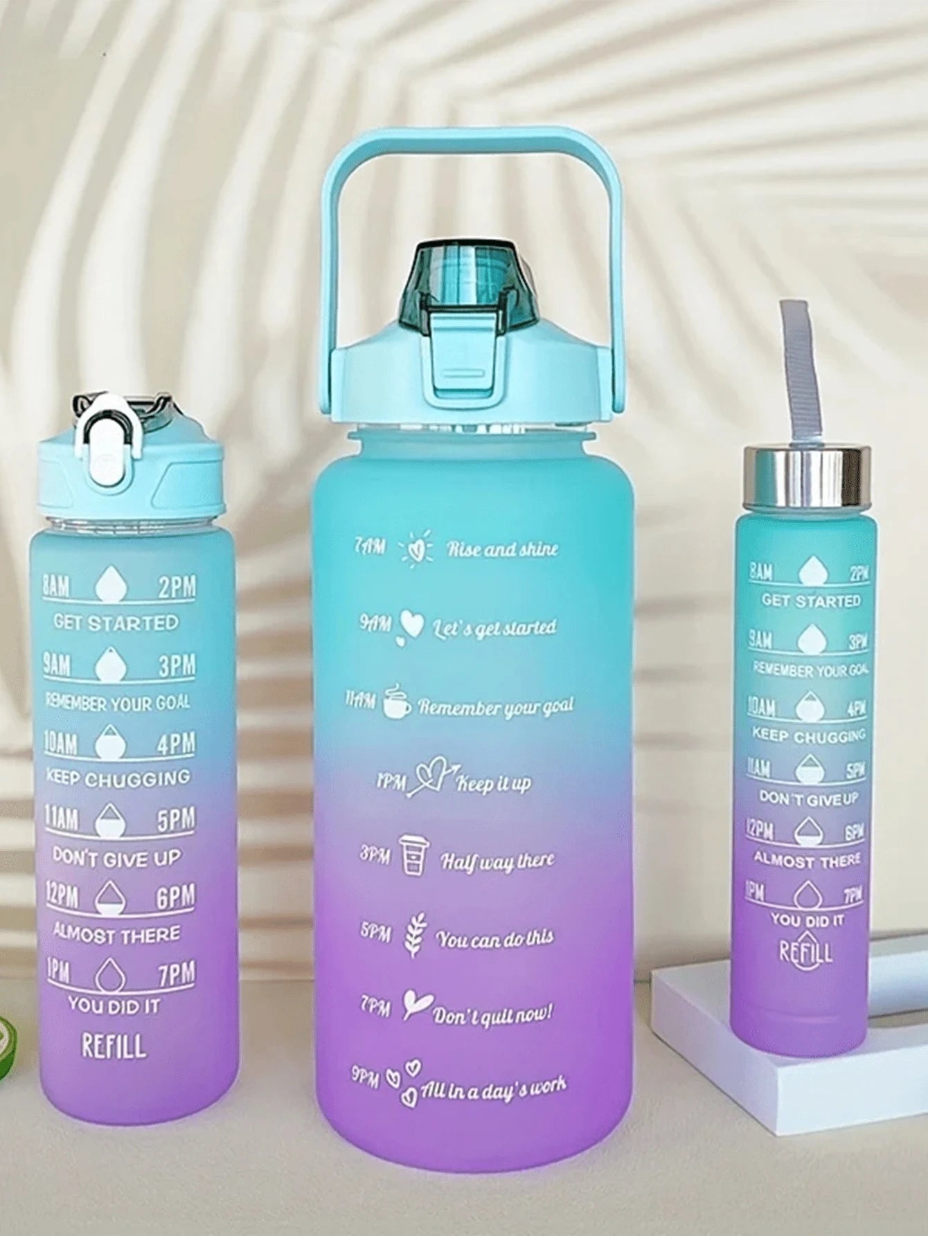 3PCs 2000ml,750ml,300ml Water Bottles Set
