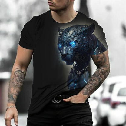 3D Lightning Leopard Print T-Shirt