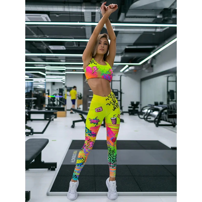 Printed Tight Fitting Sports Two Piece Set